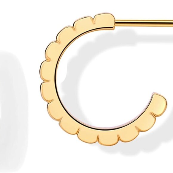 Jewelry - 14K Gold Plated Bold Statement Hoop Earrings for Women - Trendy Boho Ribbed Croi